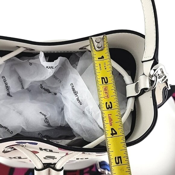 Karl Lagerfeld Paris Crossbody Bucket Bag White Pink - Picture 16 of 16